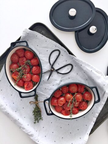 Side Dish with Eggplants, Tomatoes and Thyme