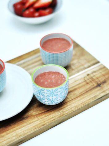 Easy and quick Watermelon Tomato Gazpacho.