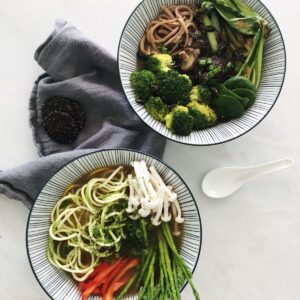 Lovely vegan Ramen soup recipe with homemade buckwheat noodles.