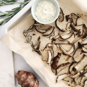 Delicious Jerusalem Artichokes Wedges on a pan