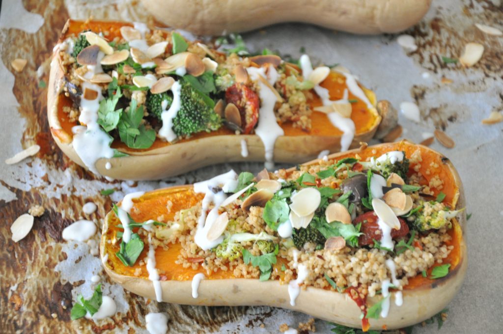 Lovely stuffed Butternut squash recipe with couscous! A divine and so satisfying!