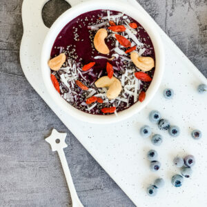 Colorful Blueberry smoothie bowl