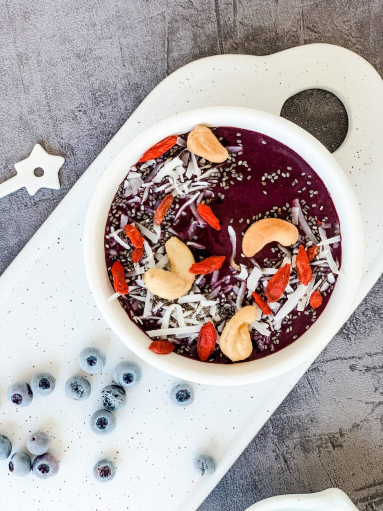 Colorful Blueberry smoothie bowl