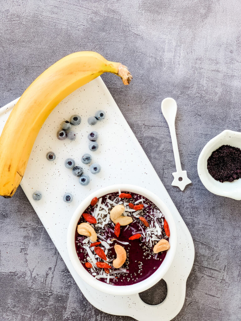 Colorful Blueberry smoothie bowl