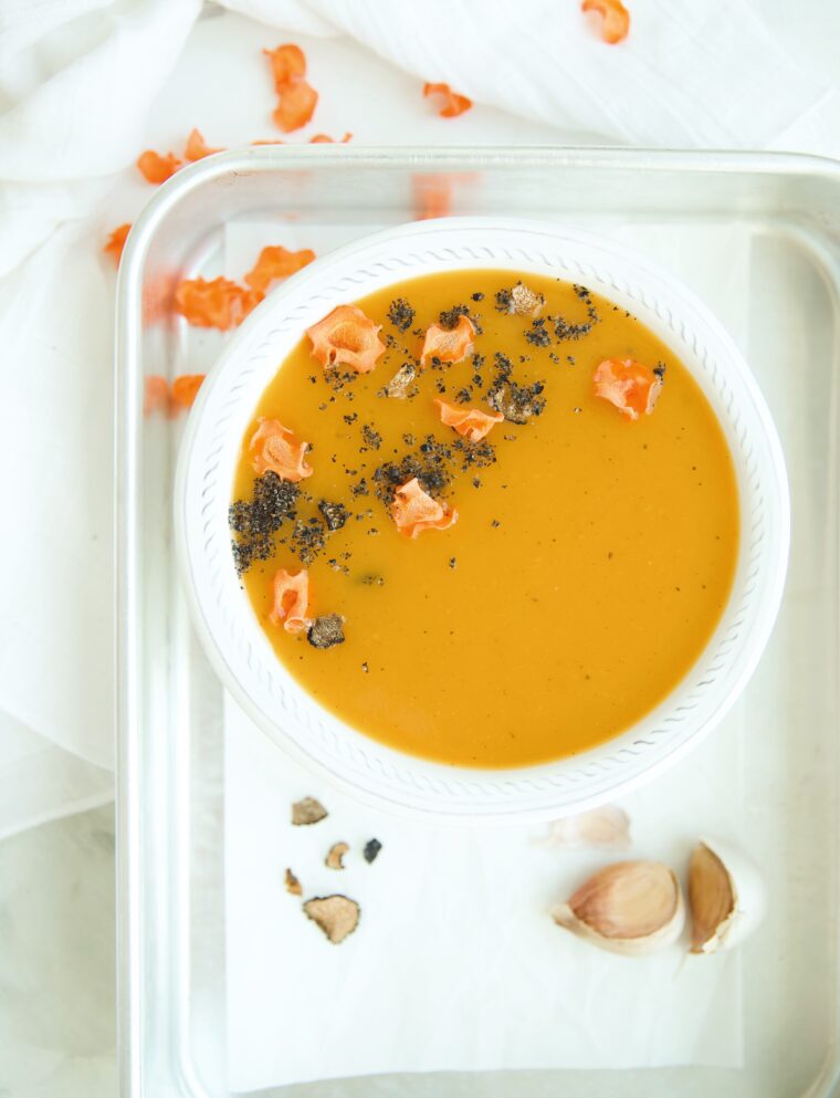 Carrots, pumpkin and sweet potato soup