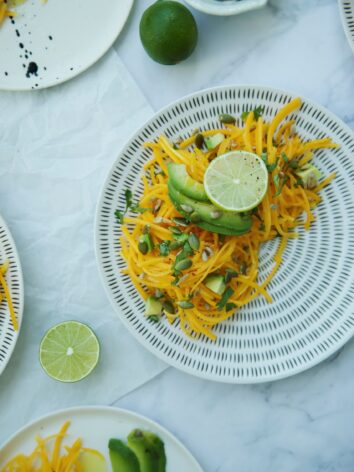 Raw butternut salad with avocado and coriander