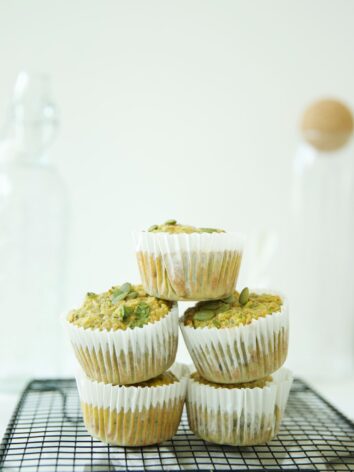 Zucchini Savory muffins with baby kale and chickpea flour