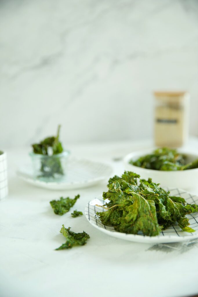 Crispy Kale Chips baked or dehydrated