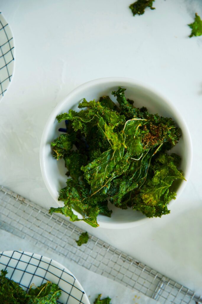 Crispy Kale Chips baked or dehydrated.