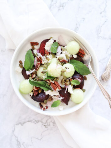 Summer Salad with honeydew, beetroot, feta