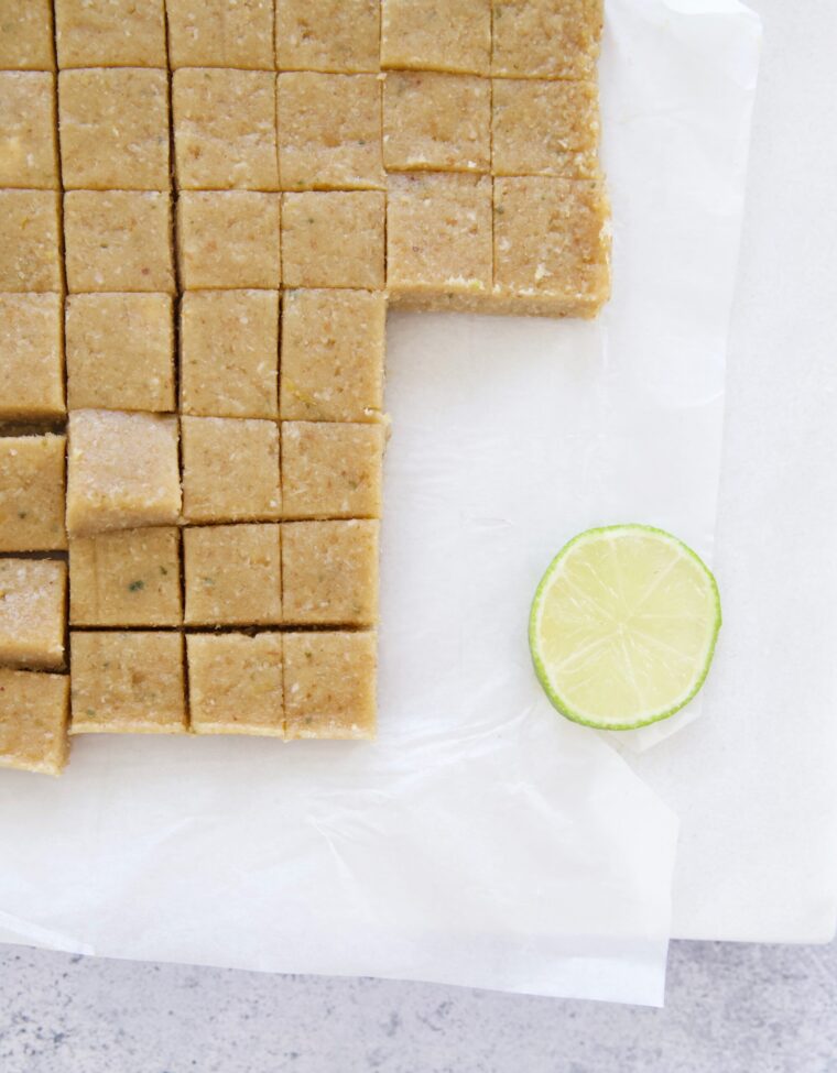 A delicious lime fudge, easy and satisfying plant-based treat