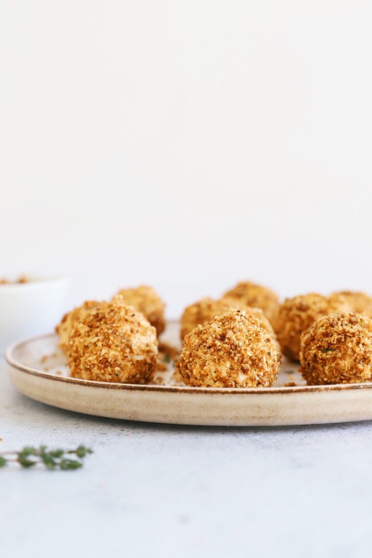 air fried tofu balls with za'atar granola