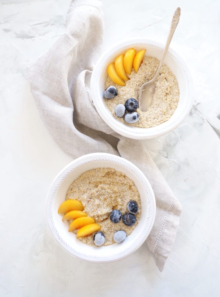 Warm breakfast quinoa bowl