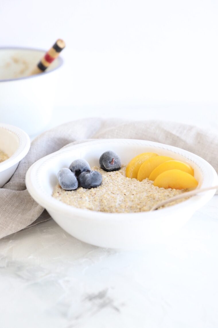 Warm breakfast quinoa bowl