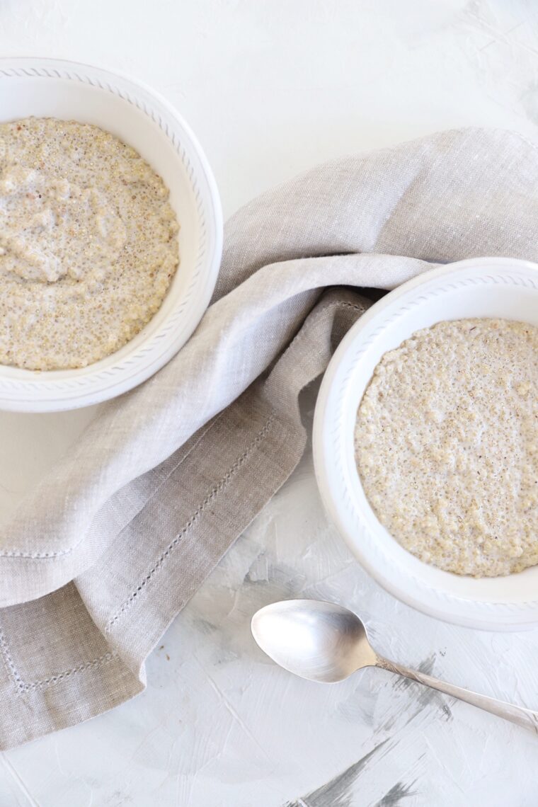 Warm breakfast quinoa bowl